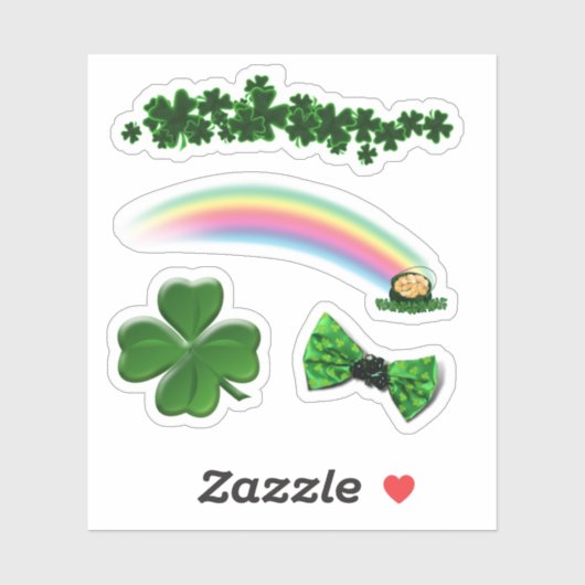Sticker Scrap Booking Clovers Rainbow St. Patrick's Day (Feuille)
