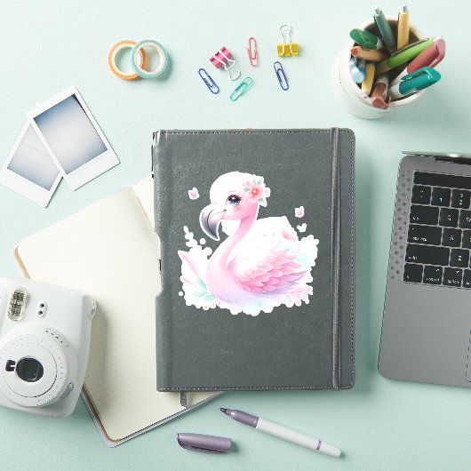 Sticker scrapbooking coupe Flamant rose personnali (Couverture iPad)