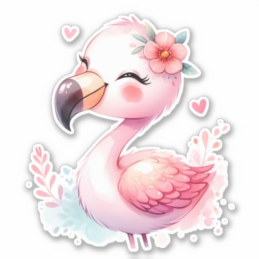 Sticker scrapbooking coupe Flamant rose personnali (Devant)