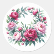Sticker scrapbooking Watercolor Peonies Wreath