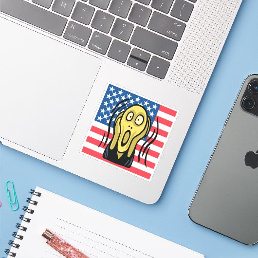 Sticker Scream American (Ordinateur portable avec iPhone)