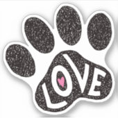 Sticker Scribbly empreinte de patte avec l'amour du texte  (Devant)