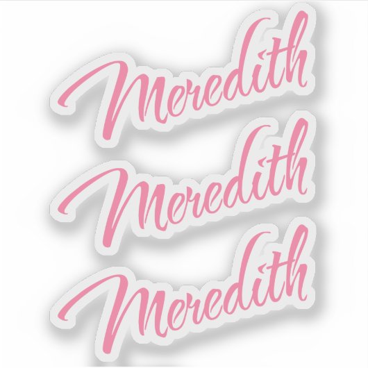 Sticker Script cursif Meredith en rose x3 (Devant)