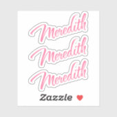Sticker Script cursif Meredith en rose x3 (Feuille)
