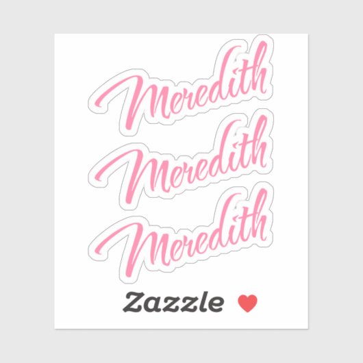 Sticker Script cursif Meredith en rose x3 (Feuille)