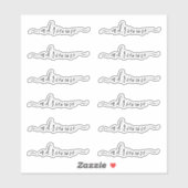 Sticker Script Cursive Cursive Cursive Personnalisé Nom Ét (Feuille)