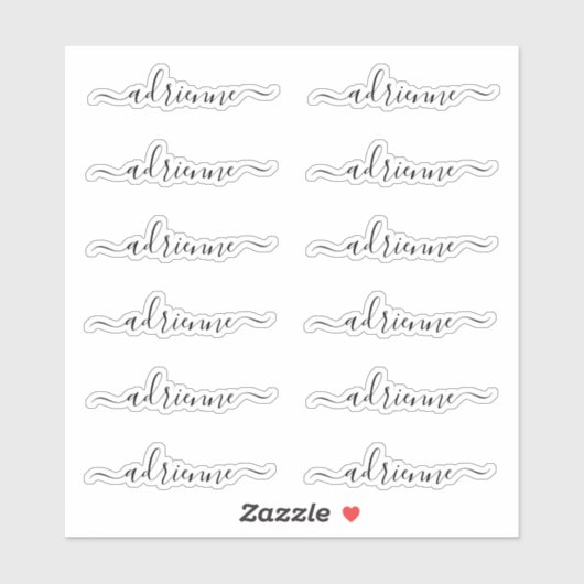 Sticker Script Cursive Cursive Cursive Personnalisé Nom Ét (Feuille)