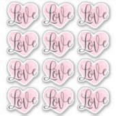 Sticker Script d'amour. Aquarelle coeur rose Valentines jo (Devant)