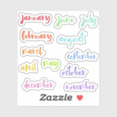 Sticker Script de calligraphie Mois arc-en-ciel de l'année (Feuille)