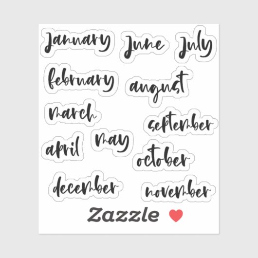 Sticker Script de calligraphie Mois noirs de l'année (Feuille)