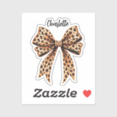 Sticker Script de nom d'empreinte de léopard Bow (Feuille)