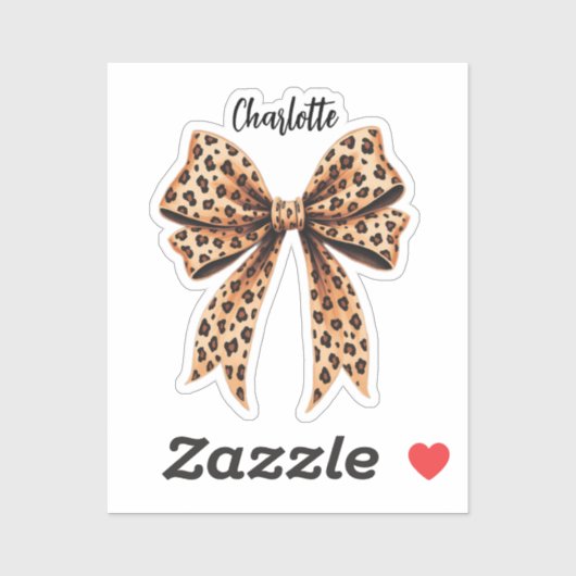 Sticker Script de nom d'empreinte de léopard Bow (Feuille)