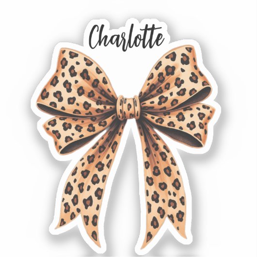 Sticker Script de nom d'empreinte de léopard Bow (Recto)