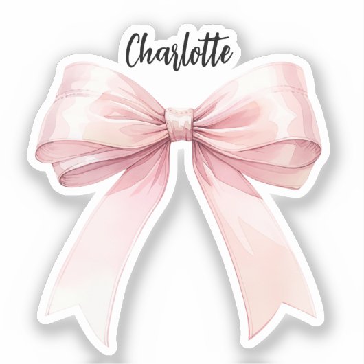 Sticker Script de nom rose bow (Recto)