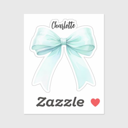 Sticker Script de nom turquoise Bow (Feuille)
