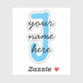 Sticker Script mignon | Crayons bleus | Monogramme personn (Feuille)