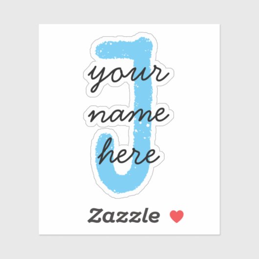 Sticker Script mignon | Crayons bleus | Monogramme personn (Feuille)