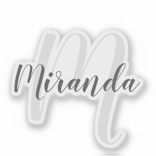 Sticker Script moderne Monogramme personnalisé et nom (Devant)