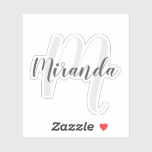 Sticker Script moderne Monogramme personnalisé et nom