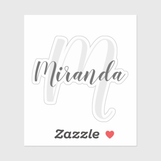 Sticker Script moderne Monogramme personnalisé et nom (Feuille)