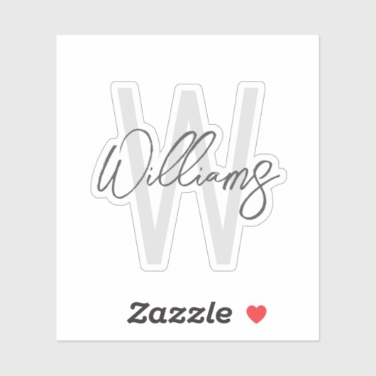 Sticker Script moderne Monogramme personnalisé et nom (Feuille)