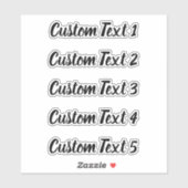 Sticker Script noir simple 5 lignes de texte (Feuille)