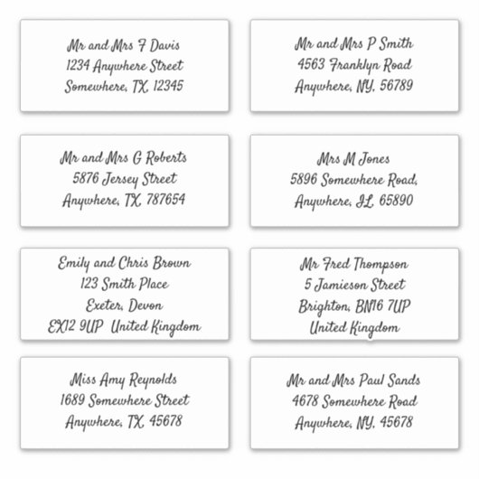 Sticker Script Nom du destinataire individuel Adresse d'ex (Devant)