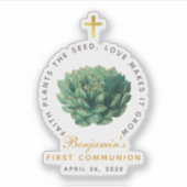 Sticker Scripts de croix d'or Faux Succulents de première  (Devant)