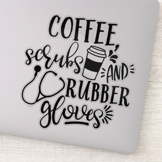 Sticker Scrubs De Café Et Gants En Caoutchouc Infirmière D (Détail)