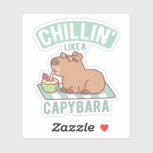 Sticker Se détendre comme un capybara drôle (Feuille)