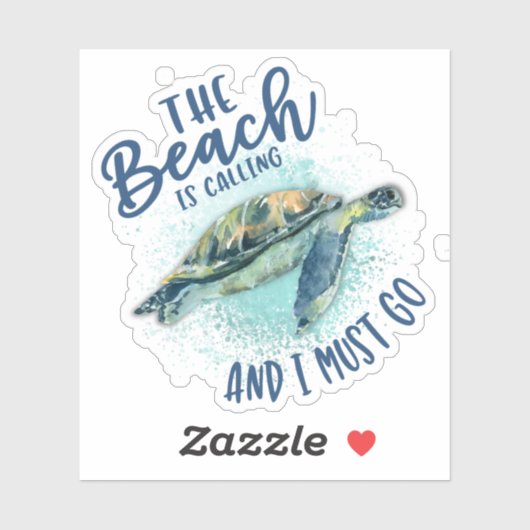 Sticker sea turtbeach (Feuille)