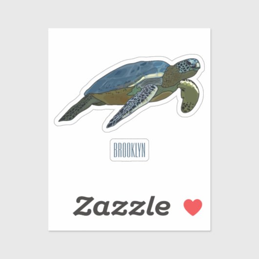 Sticker Sea turtle cartoon (Feuille)