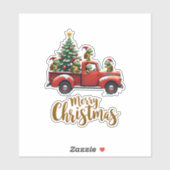 Sticker Sea Turtles Driving Christmas Tree Truck Turtle Ch (Feuille)