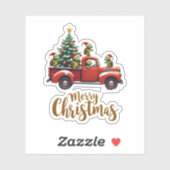 Sticker Sea Turtles Driving Christmas Tree Truck Turtle Ch (Feuille)