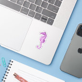 Sticker Seahorse rose (Ordinateur portable avec iPhone)