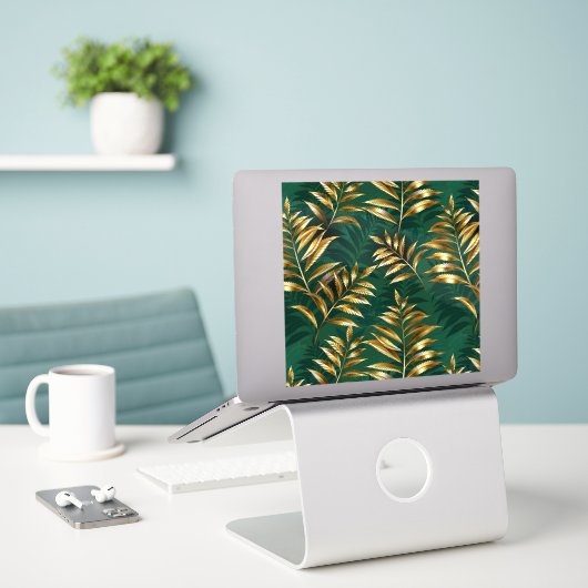 Sticker Seamless pattern with golden ferns (Ordinateur portable sur le bureau)