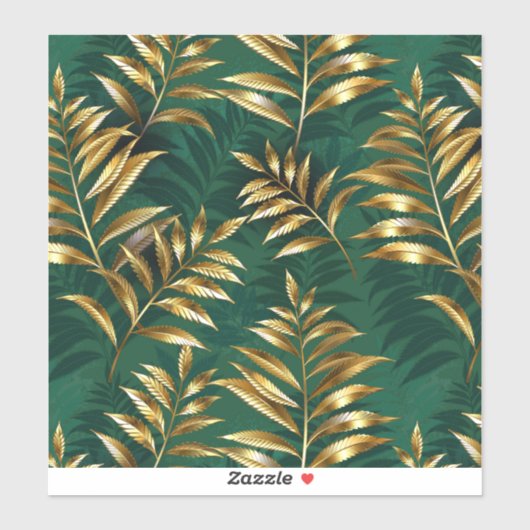 Sticker Seamless pattern with golden ferns (Feuille)