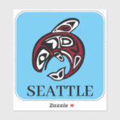 Sticker Seattle Native American Haida Orca Killer Whale (Feuille)