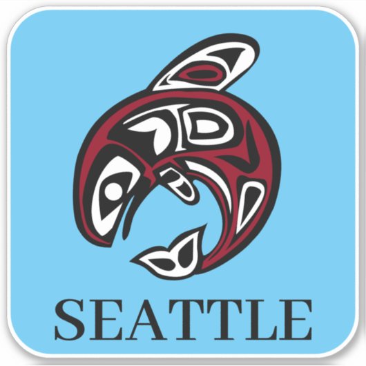 Sticker Seattle Native American Haida Orca Killer Whale (Devant)