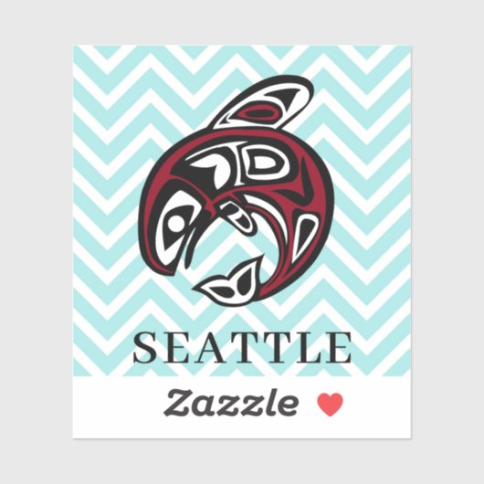 Sticker Seattle Native American Orca Killer Whale Art (Feuille)