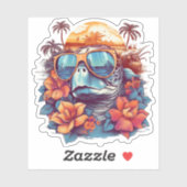 Sticker Seaturtle with sunglasses at the beach Copy (Feuille)
