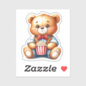 Sticker Seau de Popcorn Ourson Mignon (Feuille)