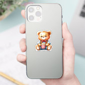 Sticker Seau de Popcorn Ourson Mignon (Téléphone)