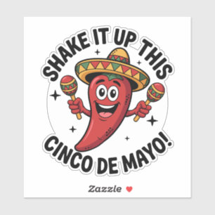 Sticker Secouez-Le Ce Cinco De Mayo ! Poivre rouge chili