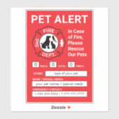 Sticker Secourt d'incendie d'alerte de familier (Feuille)