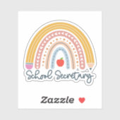 Sticker Secrétaire d'école Rainbow Adjointe administrative (Feuille)