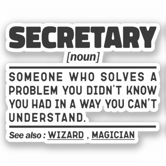 Sticker Secrétaire Noun Définition Business Assistant Cute (Recto)