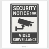 Sticker Security Notice 24HR Video Surveillance Sign  (Feuille)