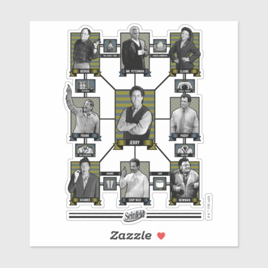 Sticker Seinfeld | Graphique de relation de caractère (Feuille)