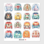 Sticker Seize vilains pulls de Noël (Feuille)
